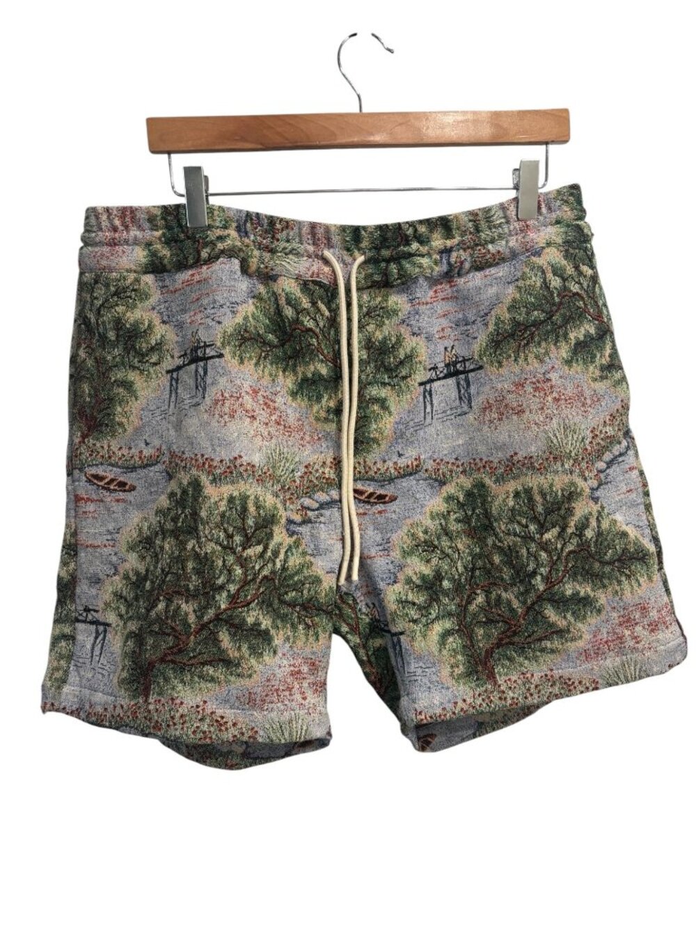 Portuguese Flannel Tapestry Scenic Landscape Shorts Men’s Large Drawstring Cotto - Picture 4 of 7